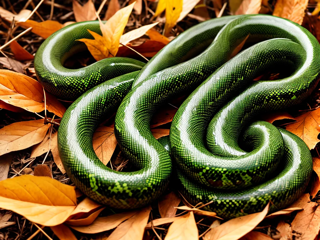 Fotos Cobra Imita Cor Textura Folhas Predadores