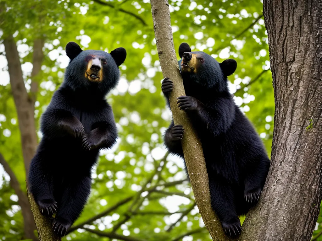 Fotos Habilidade Ursos Negros Escalar Arvores