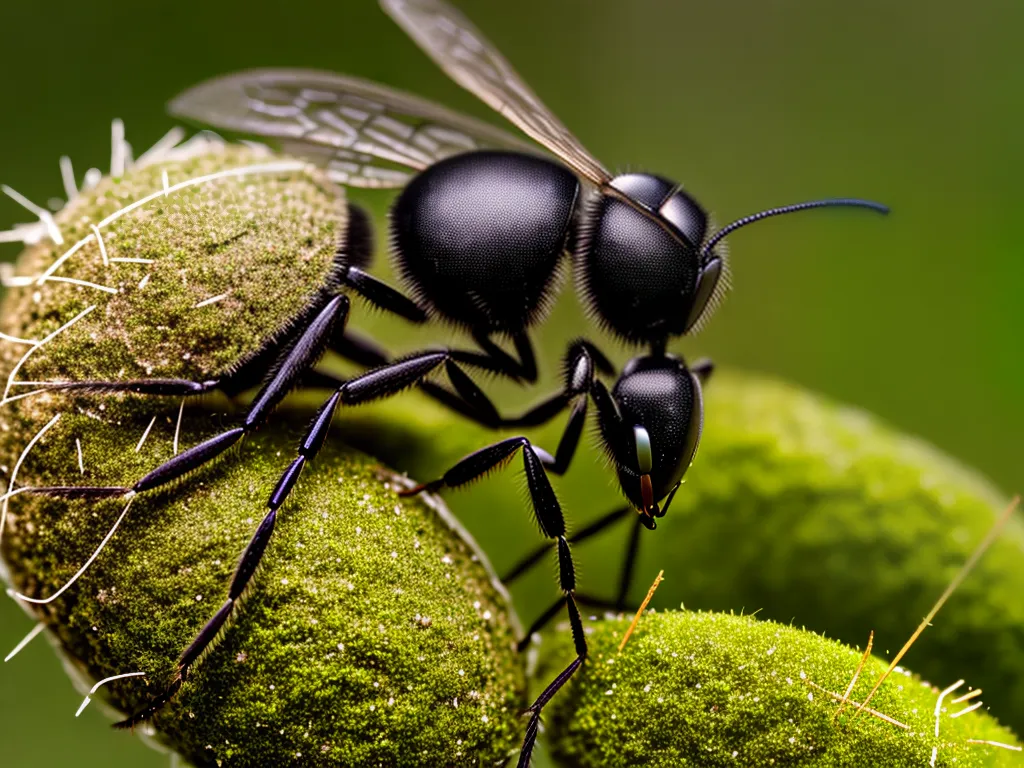 Fotos isodontia mexicana vespa que constroi ninhos com grama