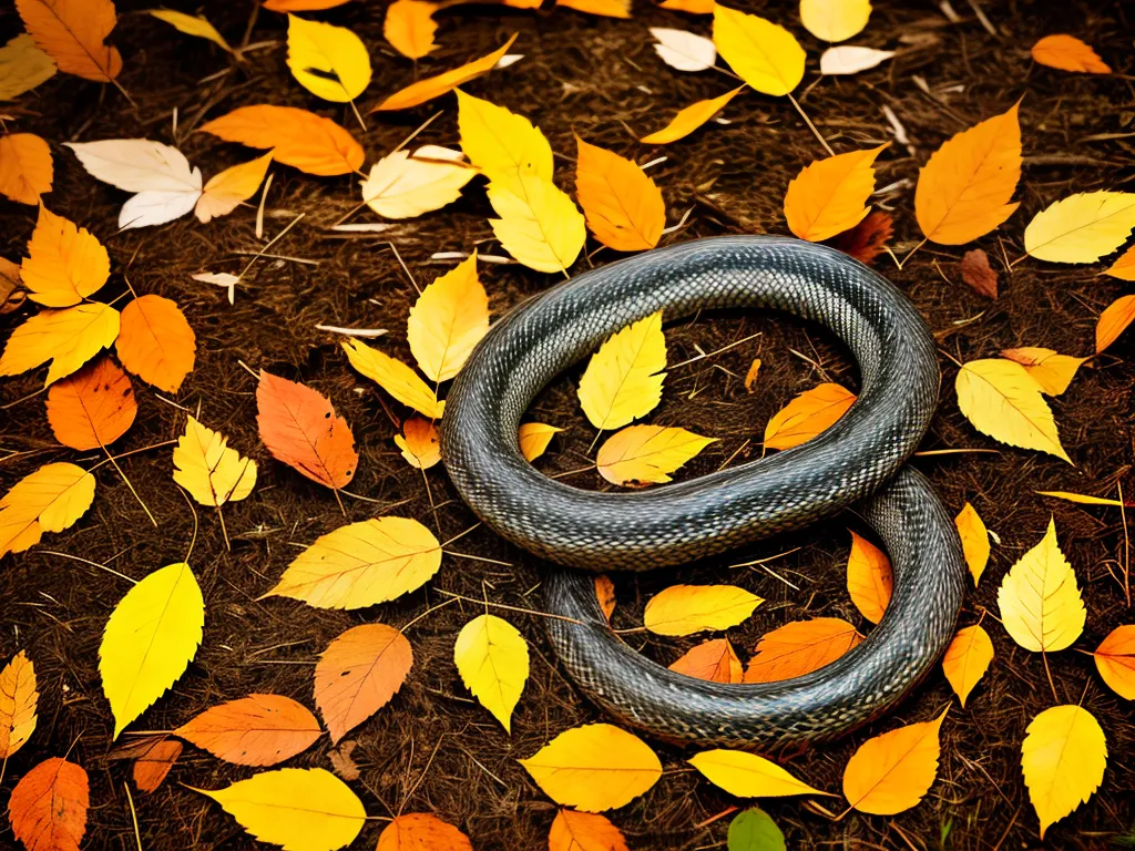 Imagens Cobra Imita Cor Textura Folhas Para Se Esconder Predadores