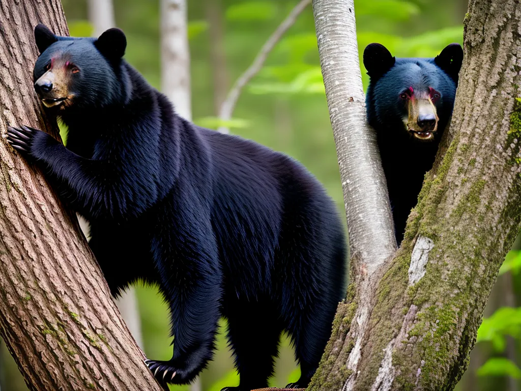 Imagens Habilidade Ursos Negros Escalar Arvores