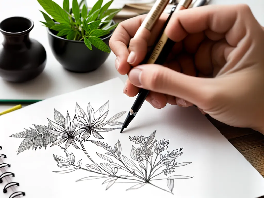 Natureza Arte Herbologia Desenhar Plantas Medicinais