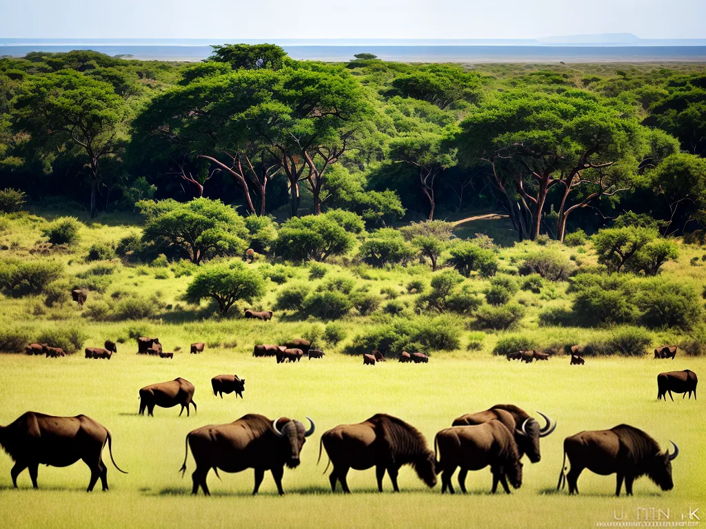 Natureza Como Bufalos Africanos Vivem Em Manadas Para Protecao