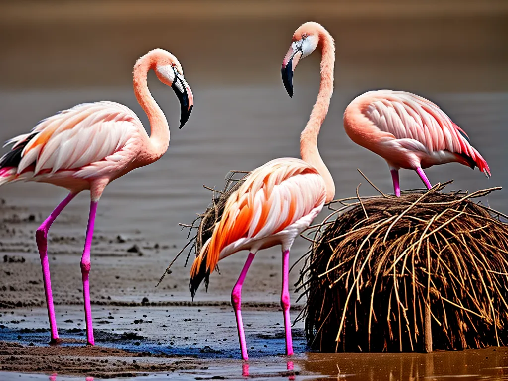 Natureza Como Flamingos Constroem Ninhos Cone Lama