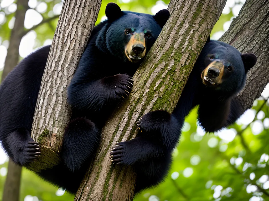 Natureza Habilidade Ursos Negros Escalar Arvores