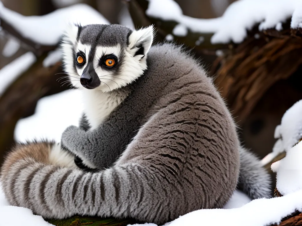 Natureza Lemure Cauda Anelada Primata Hiberna Inverno Conservar Energia