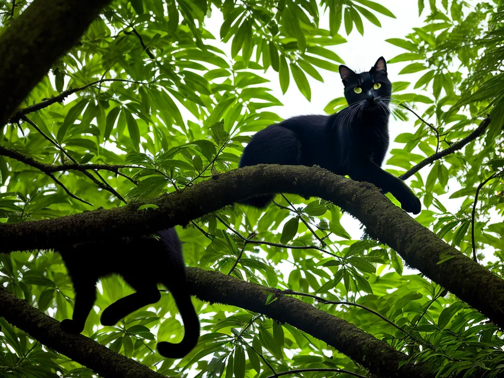 Natureza Presenca Gato Cabeca Chata Florestas Tropicais Sudeste Asiatico