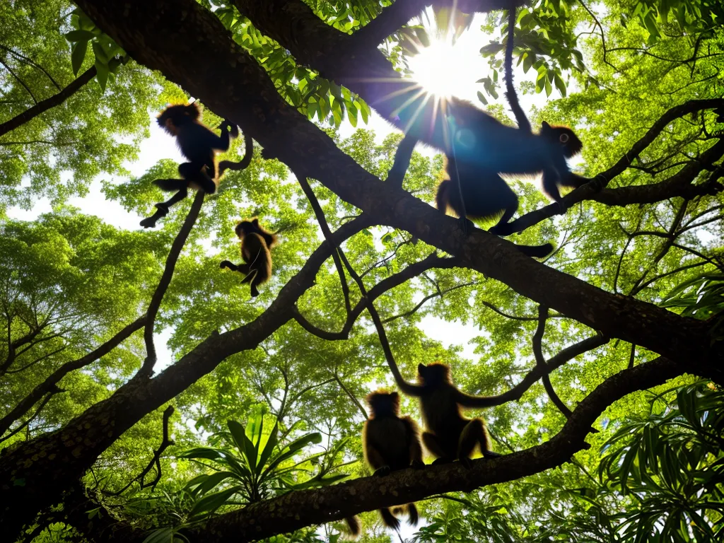 Natureza Vida Em Grupo Dos Macacos