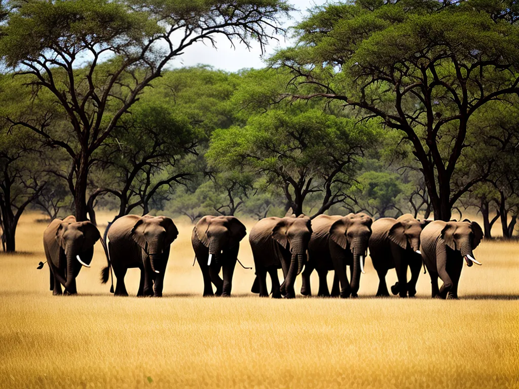 Natureza Vida Em Grupo Familiar Dos Elefantes