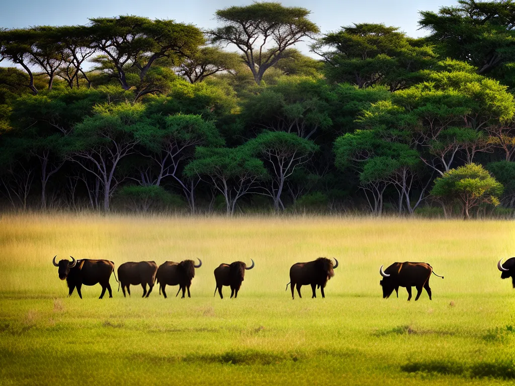 Planta Como Bufalos Africanos Vivem Em Manadas Para Protecao