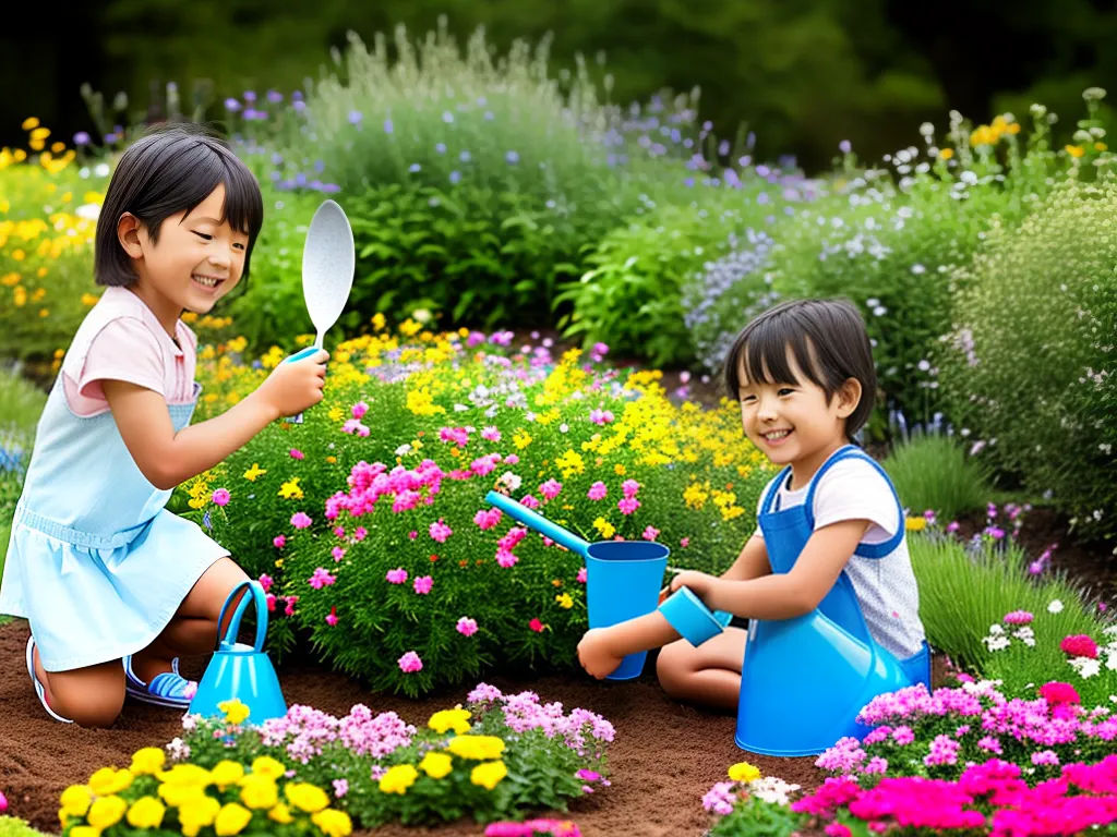 Planta Ferramentas Jardinagem Criancas Responsabilidade Natureza