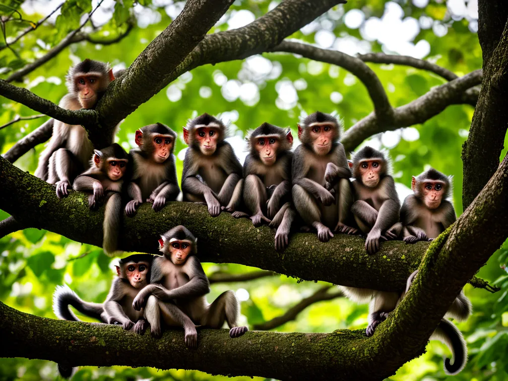 Planta Macaca Fascicularis A Vida Em Grupo Dos Macacos Rhesus