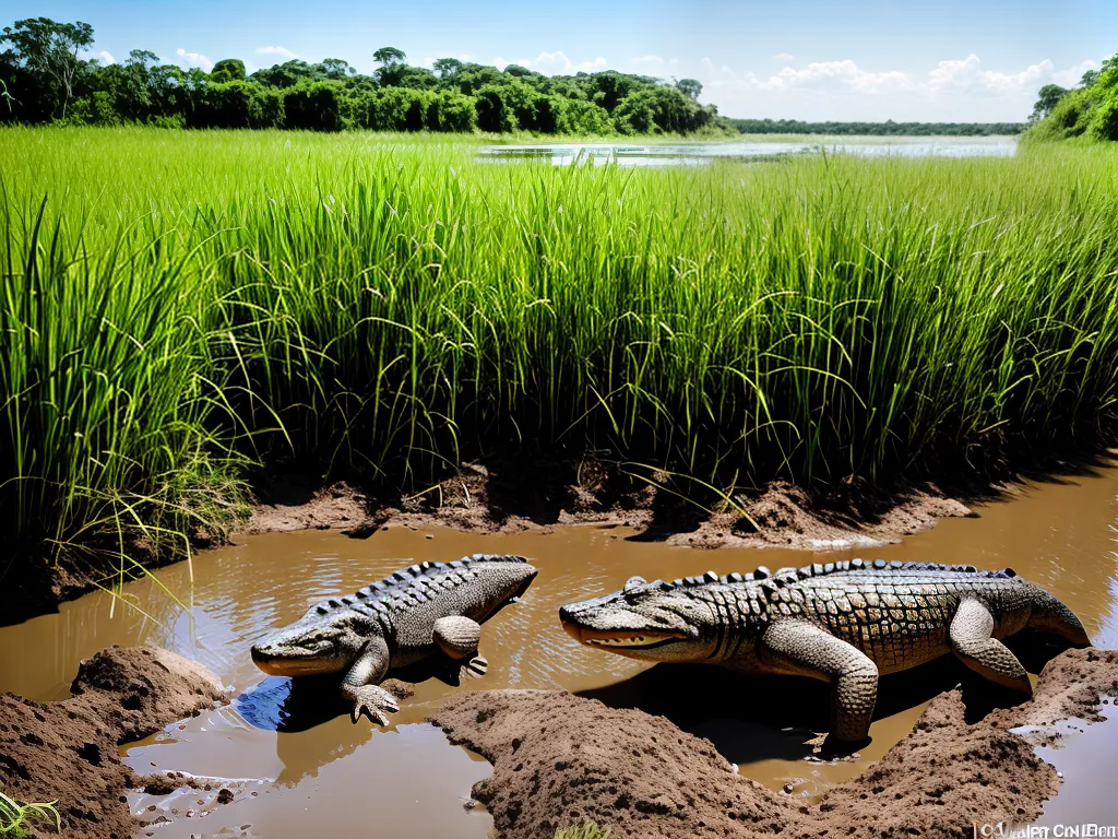 Planta Ninhos Crocodilos Agua Salgada Construcao Ilhas Lama